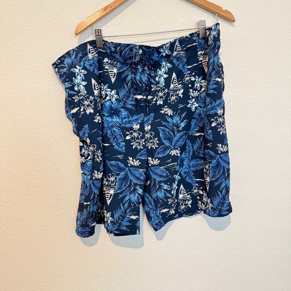 Dip Swim Trunks Mens XXL Blue Floral Sailboat Tropical Board Shorts